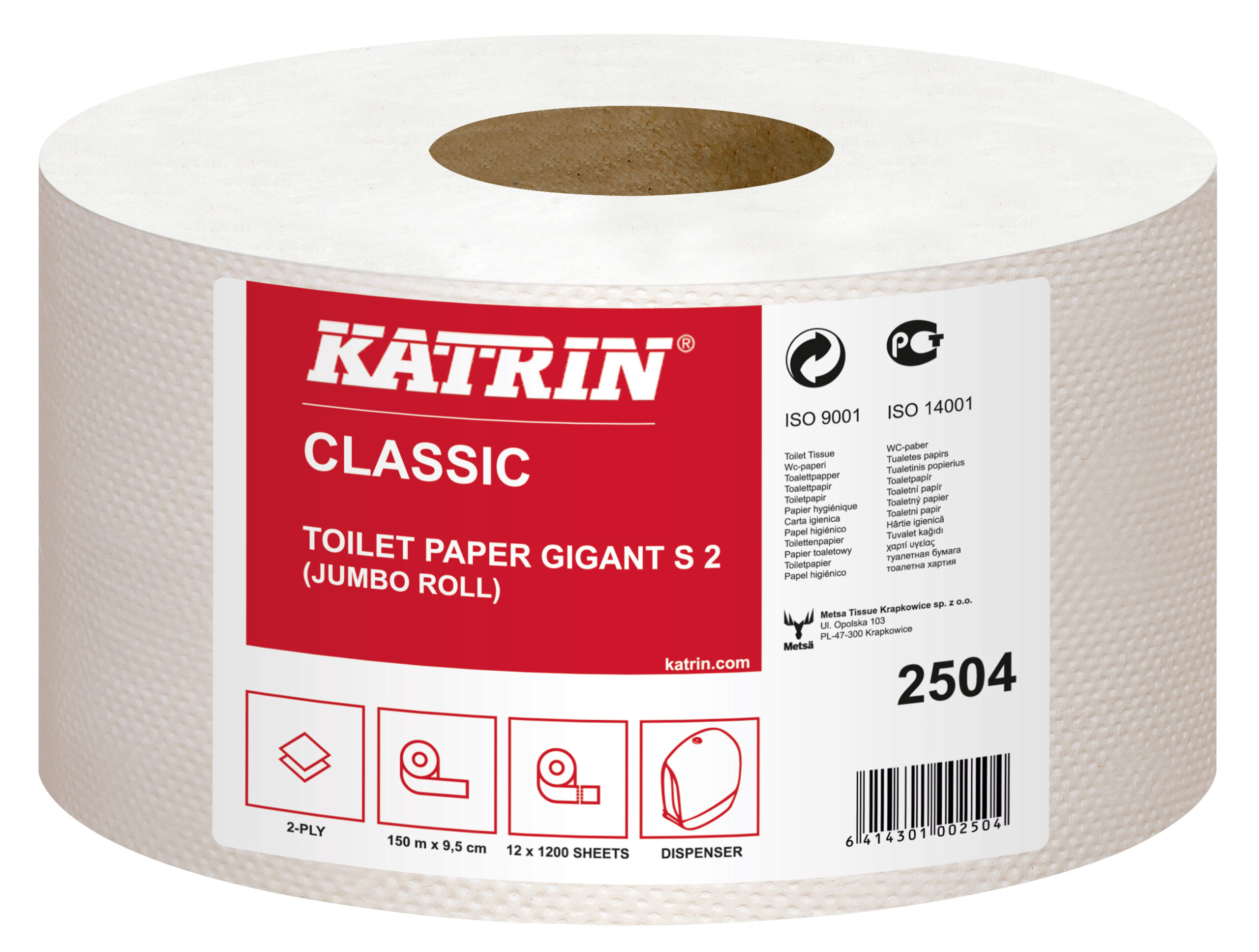 Toilettenpapier Katrin Gigant, Mini-Großrolle 2-lagig, weiß